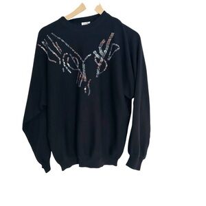 Vintage XL TanJay Black Sequins Sweater Slouchy Loose Baggy Bundle & Save